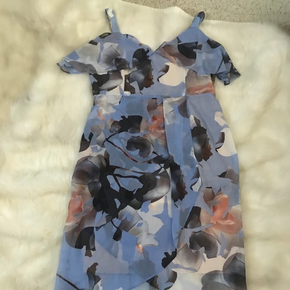 Asymmetrical floral cocktail dress